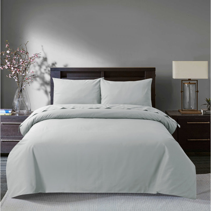 Blodgett Cotton Solid Colour Duvet Cover Set with Pillowcases Included, Super King - 2 Standard Pillowcases, Ivory