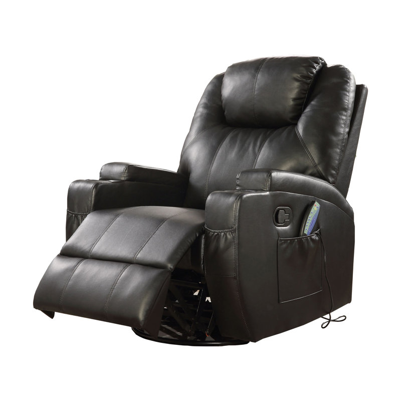 Runkle Faux Leather Massage Chair, Black Faux Leather