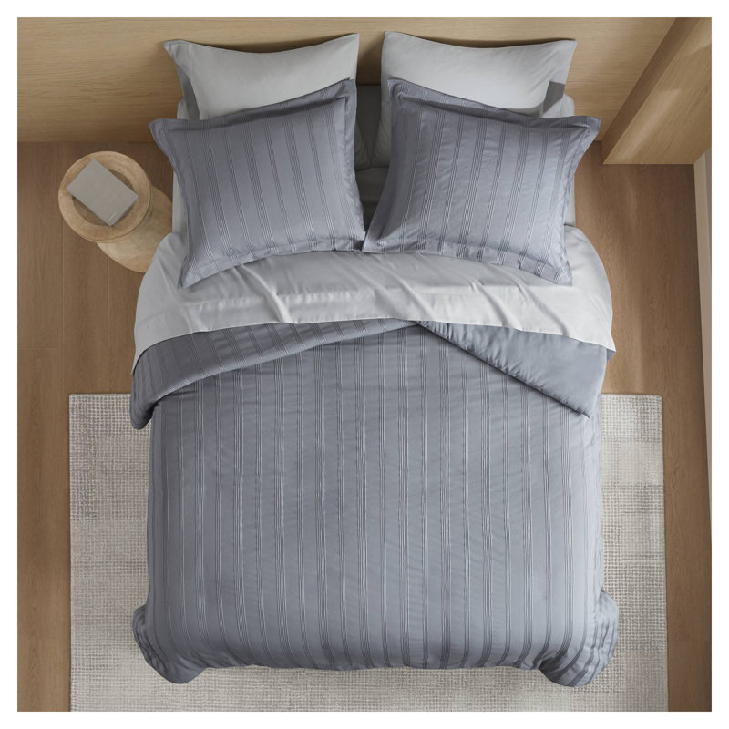 Ensemble de housse de couette 3 pièces, Housse de couette double / grand + 2 taies d'oreil, Gris