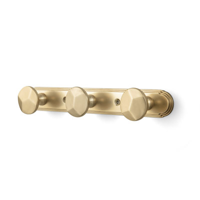 Porte-manteau mural hexagonal à boutons, crochets décoratifs pour entrée, salle de bain et chambre, finitions laiton antique/bronze champagne, 3 et 5 crochets