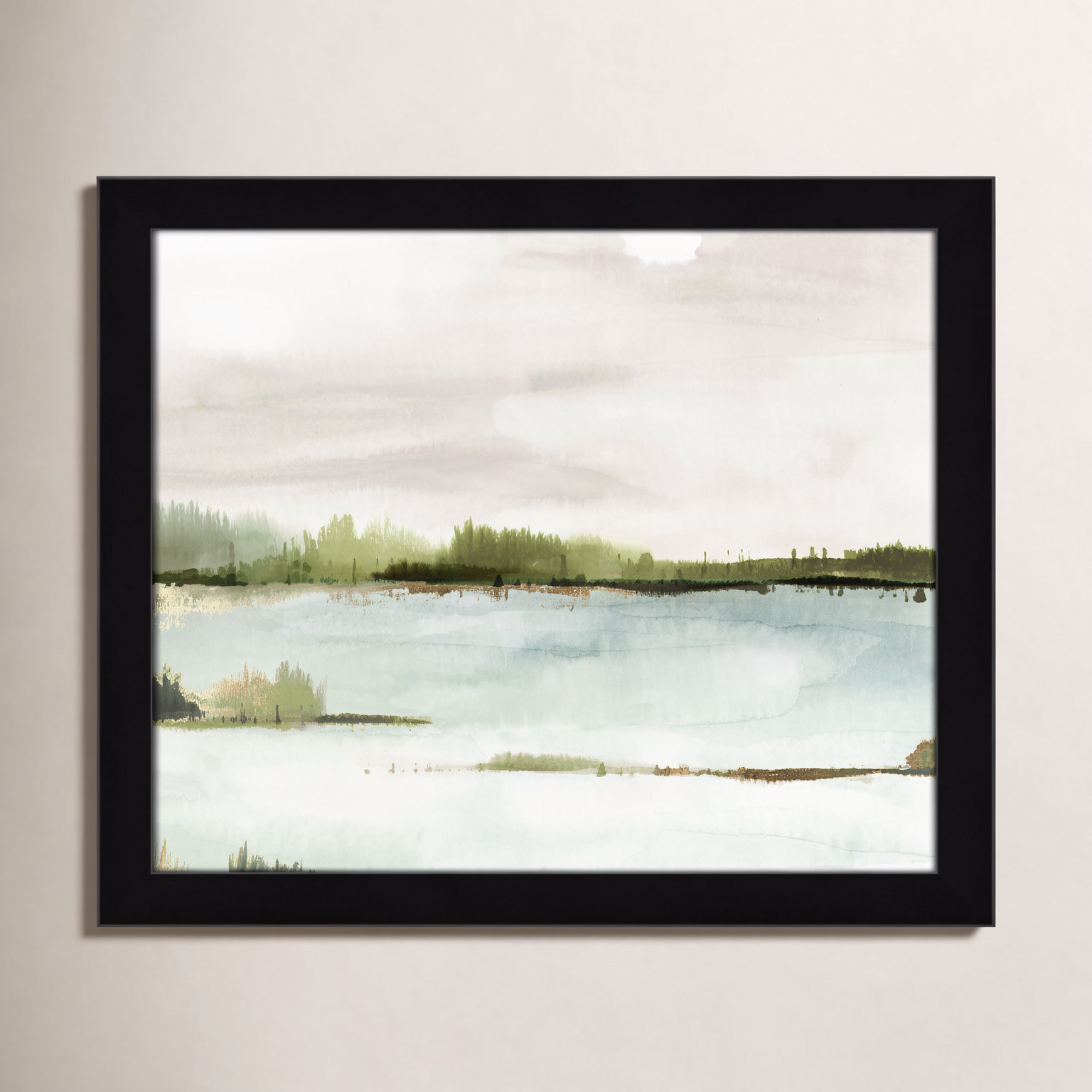 Adamsville "Silent Lake" Painting, 17" H x 20" W x 1.12" D, Black Framed