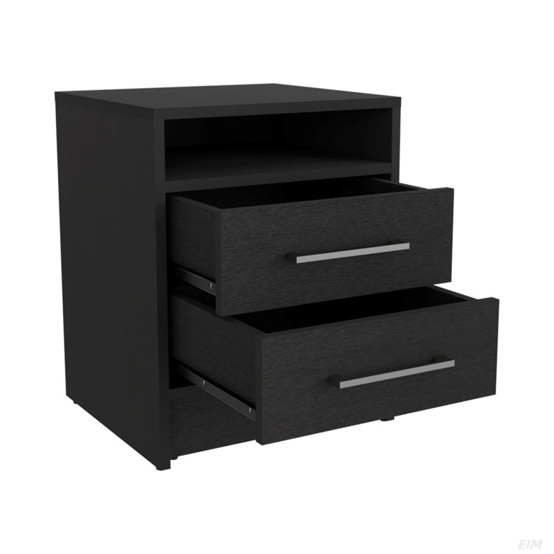 Nightstand Cartiz, Two Drawers, Black