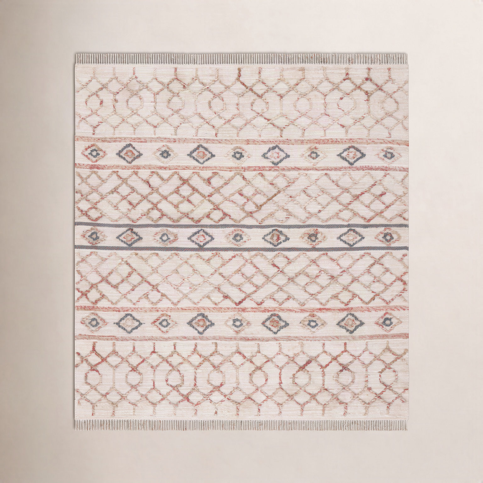Kiya Natural Ivory Hand-Loomed Jute Rug, Square 1'6"