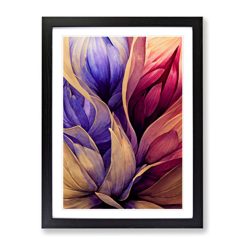 XV1022-2582X Lively Flowers Abstract - Single Picture Frame Painting, Black, 64cm H x 46cm W x 2cm D