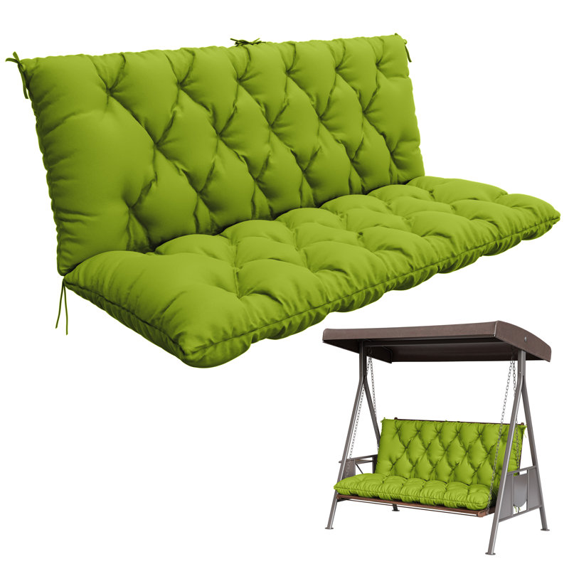 Coussin d'extérieur imperméable pour banc de jardin, Vert gazon, L 60 po x P 40 po