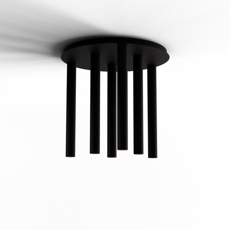 6 - Light LED Cluster Pendant, Matte Black