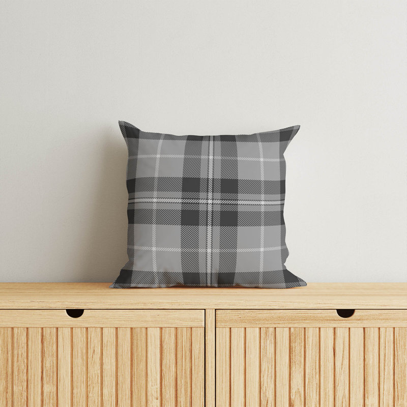 Coussin Tartan, H 20 po x l 20 po, Gris