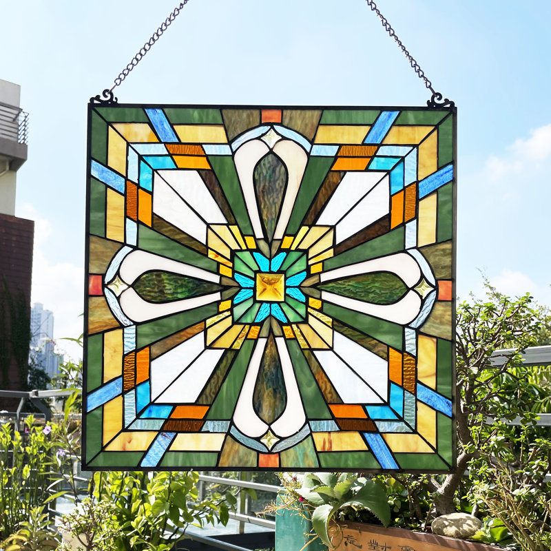 Geometric Window Panel - stained glass wall art