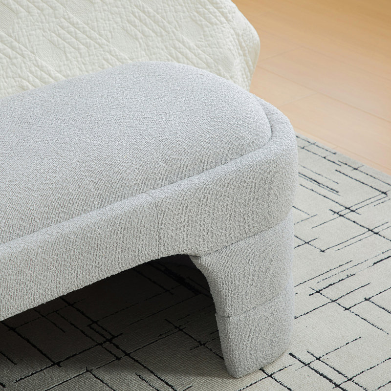 Banc de chambre rembourré moderne sans accoudoirs, banc de bout de lit, Light Grey, Gris clair