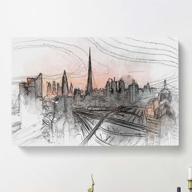 Burj Khalifa Dubai Skyline In Abstract - Wrapped Canvas Print, 40cm H x 60cm W x 3cm D