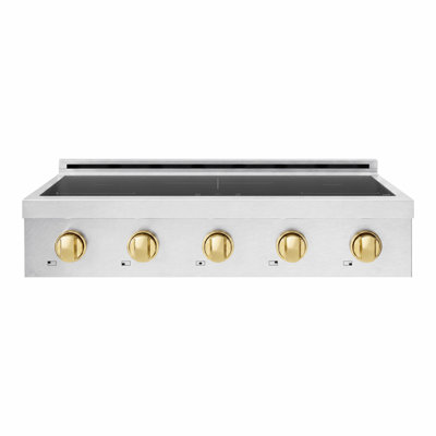 ZLINE Autograph 36 in. Paramount Induction Rangetop w/ 5 Elements in Satin Steel and Gold Accents