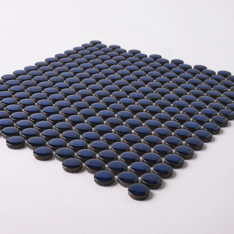 Glossy Penny Round Mosaic Tile – 12x12 Wall & Floor, Cobalt