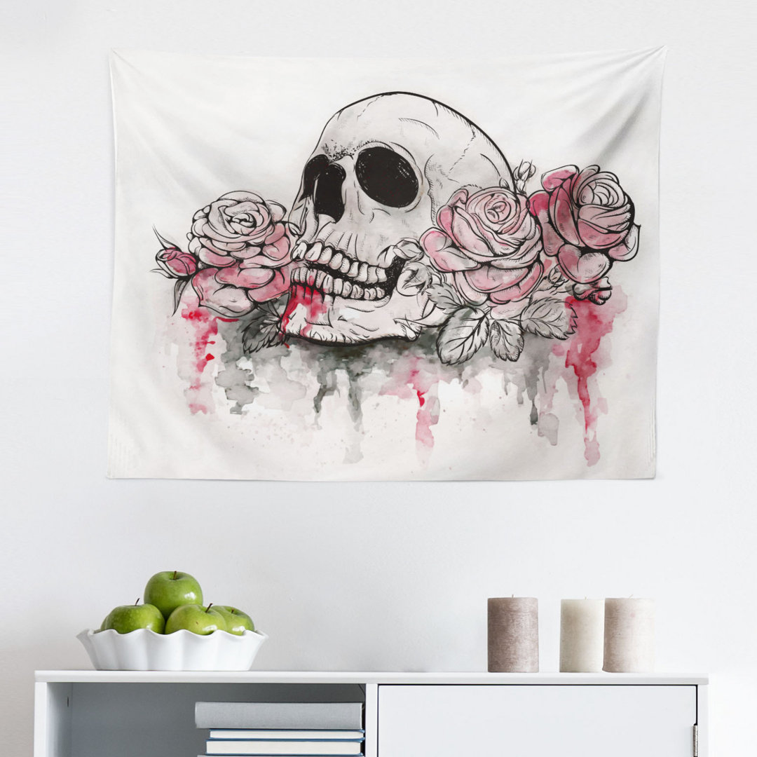 Wandbehang Druck Totenkopf Form Romantische Rosen Feier Tag Druck