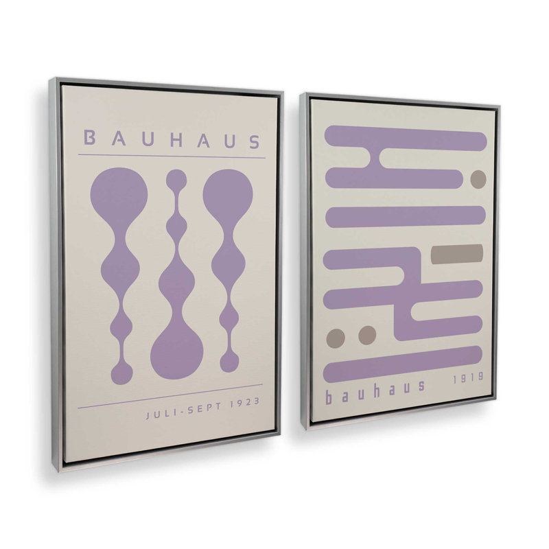 Ensemble de 2 circuits mauves rétro, Cadre flottant en chrome poli, H 19 po x l 26 po