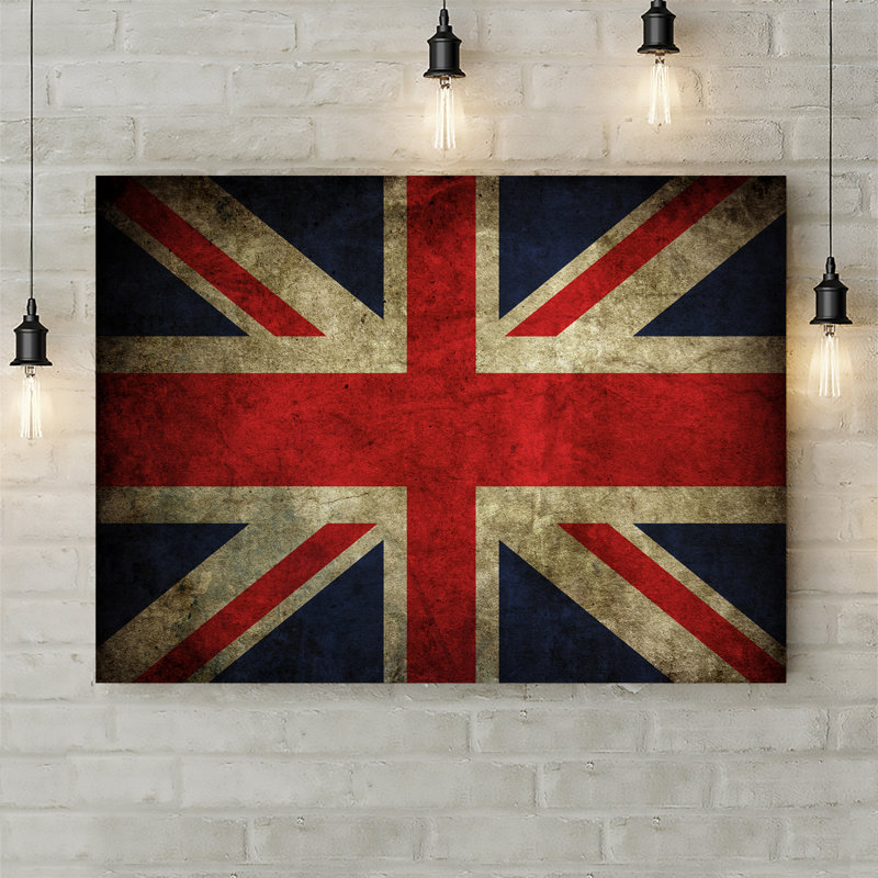 Union Jack Retro Flag - Wrapped Canvas Print, 41cm H x 61cm W x 3.8cm D