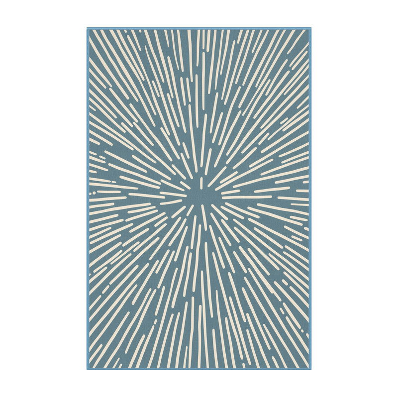 Tapis bleu moderne et contemporain lavable à la machine Pryer, 5 x 7