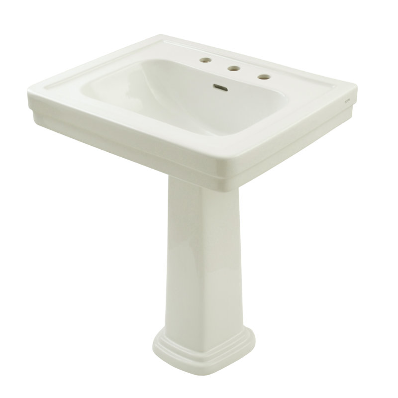 TOTO® Promenade® 27-1/2" x 22-1/4" Rectangular Pedestal Bathroom Sink for 8 inch Center Faucets, Colonial White, 8" Centers