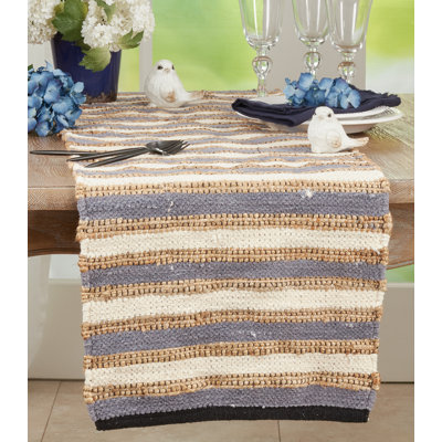 Striped Cotton Blend Table Runner