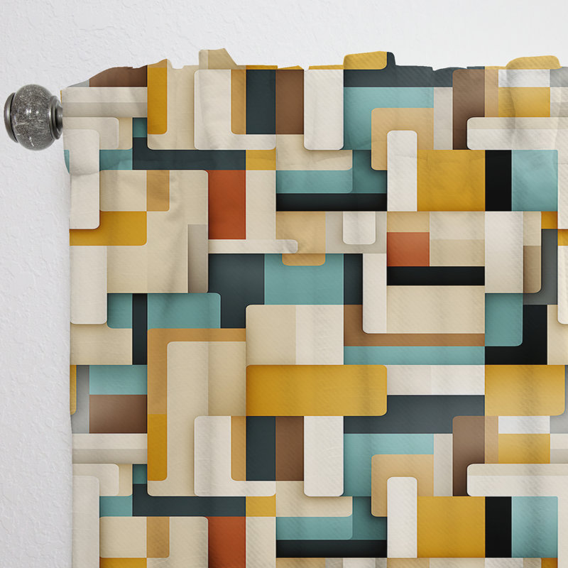 Blocs de chaîne abstraits taupe abstraits - rideau en velours moderne - obscurcissant - 1 panneau, L 52 po x L 108 po