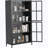 Premium Storage Cabinet With Tempered Glass Doors, Adjustable Shelves For Versatile Home And Office Use