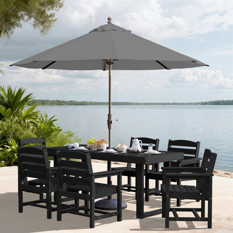 Ensemble de salle à manger rectangulaire pour 6 personnes L 70 po avec 6 chaises, Noir