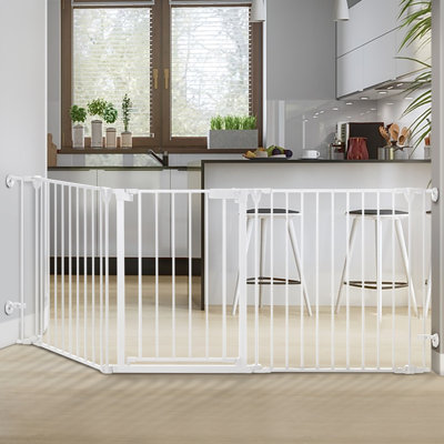 33" - 80" Wide Metal Safety Gate Baby Gates Fireplace Fence 3 Panels