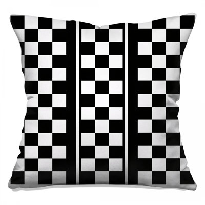 Black White Checkered Double Sided Throw Pillows