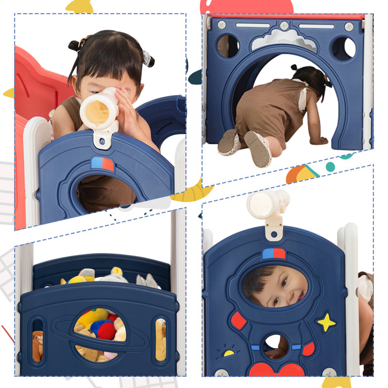 9 In 1 Toddler Slide And Climber Play Set, Blue/Red