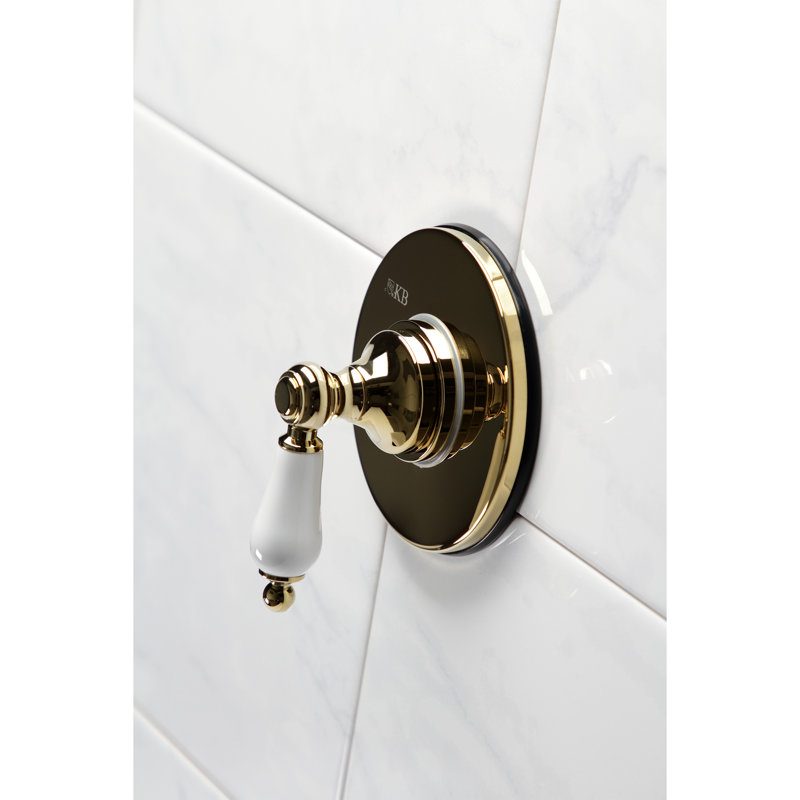 Kingston Brass Single-Handle Wall Mount Three-Way Diverter Valve with Trim Kit, Polished Brass