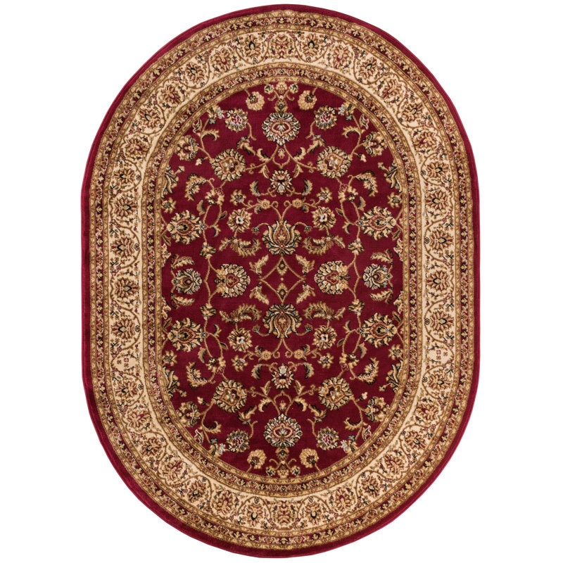 Belliere Sarouk Red Traditional Rug, Oval 5'3" x 6'10"