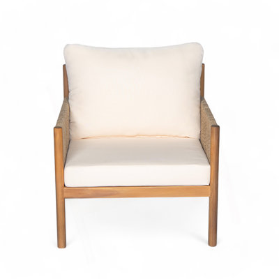 Méridienne d'extérieur moderne avec structure en bois massif et coussins en polyester confortables, parfaits pour la terrasse, le jardin ou le balcon
