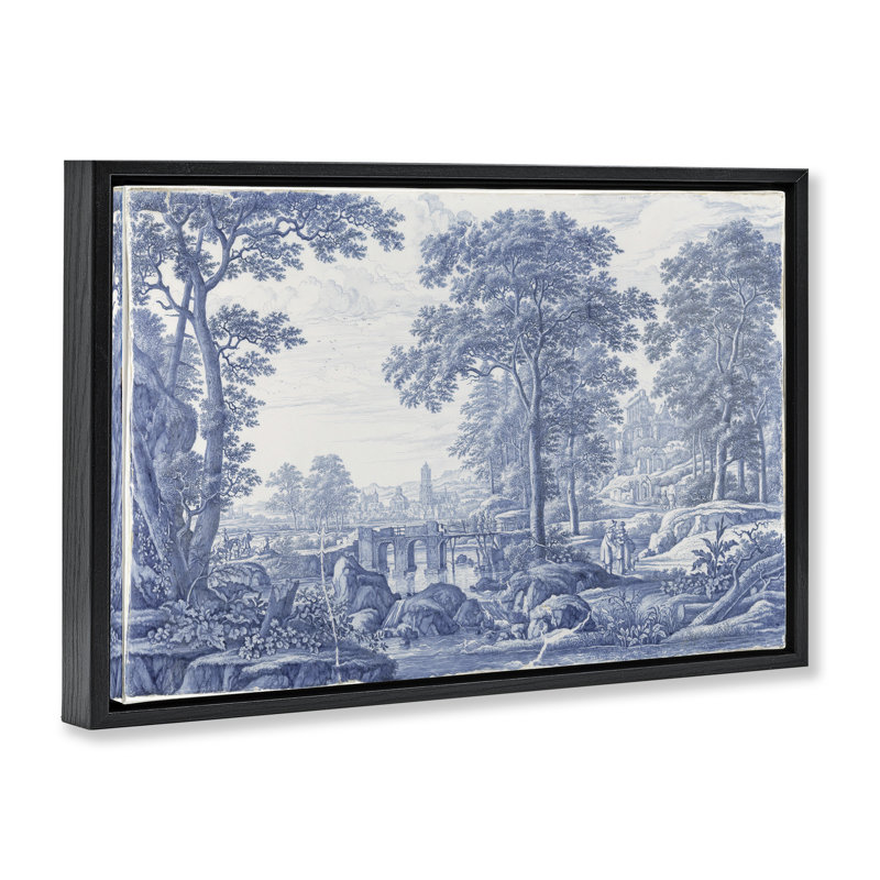 Cadre flottant vintage en toile teintée bleu, design Vintage Hustle, Cadre flottant noir de jais, H 21 po x l 31 po