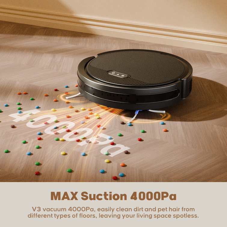 Robot Vacuum And Mop Combo, App/Voice Control, 2 In 1 Robot Vacuum Cleaner, 4000pa Max Power Suction, Scheduled Cleaning, Automatic Recharge, For Pet Hair, Low Carpet, Black