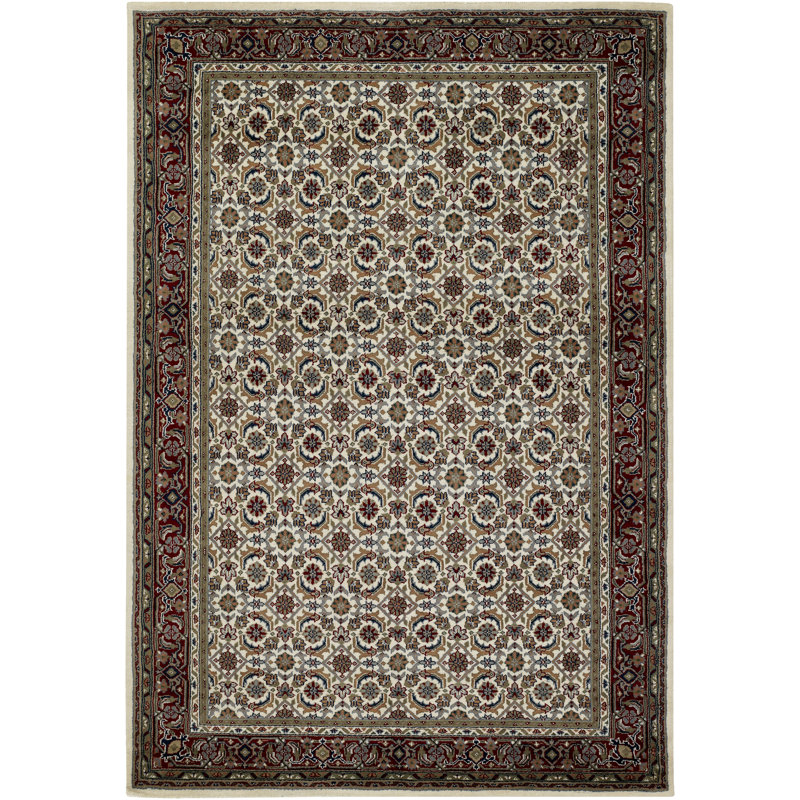 Tapis en laine noué à la main Mcbain, Rectangulaire 9 pi x 13 pi, Brun/brun clair
