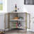 Kempst Corner End Table Shelf, 3-Tier Display Shelves with Protection Door, Metal Frame Storage Cabinet Org-1064448468