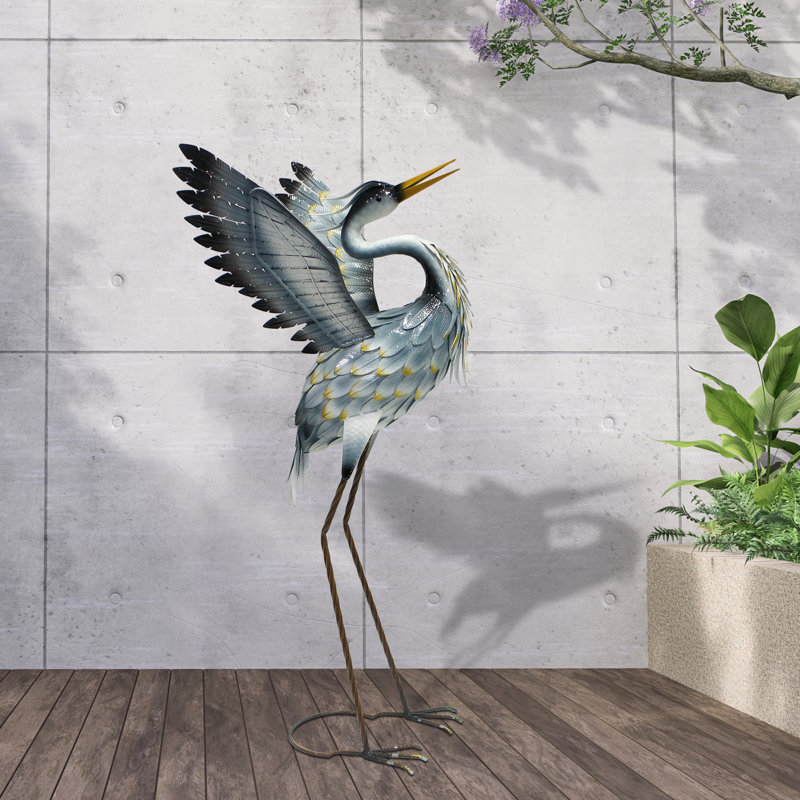 Statue d'extérieur en métal Heron