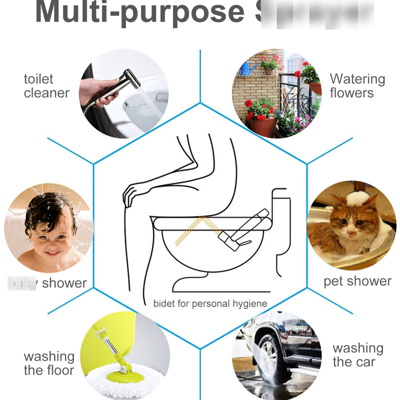 Toilet Bidet - Handheld Type Hygiene Upgrade Rust Silver Metal Bathroom Hygienic And Practical