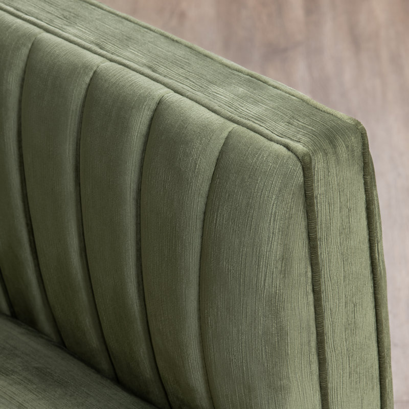 Upholstered Accent Chair, Green Polyester