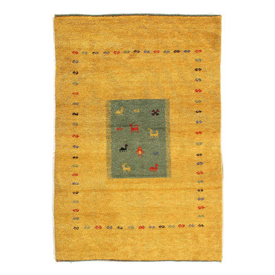 Tapis doré noué à la main 4 pi x 6 pi Gabbeh