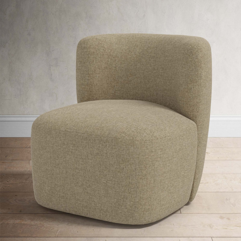 Mariza Upholstered Swivel Accent Chair, Zuma Natural Textured Linen