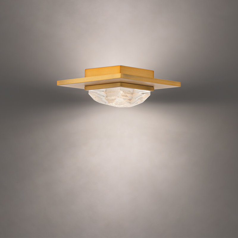 Promenade 1 Light Crystal LED Flush Mount, Aged Brass