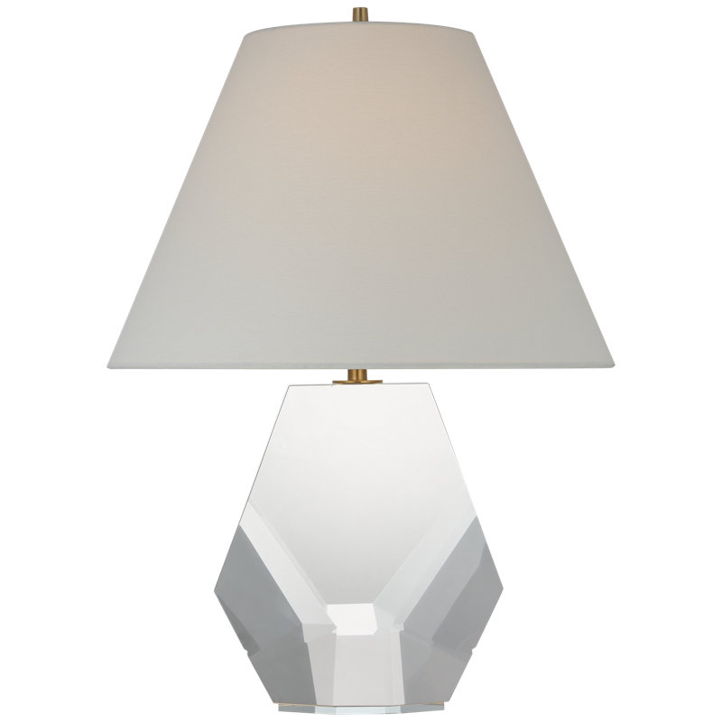 Thomas O'Brien Anthenee 25" Table Lamp in Alabaster with Linen Shade, Clear