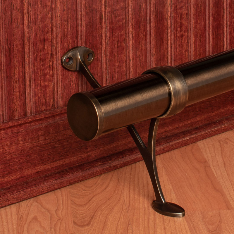 4ft Bar Foot Rail Kit Complete Undercounter Mount Hardware and Tubing, Antique Brass