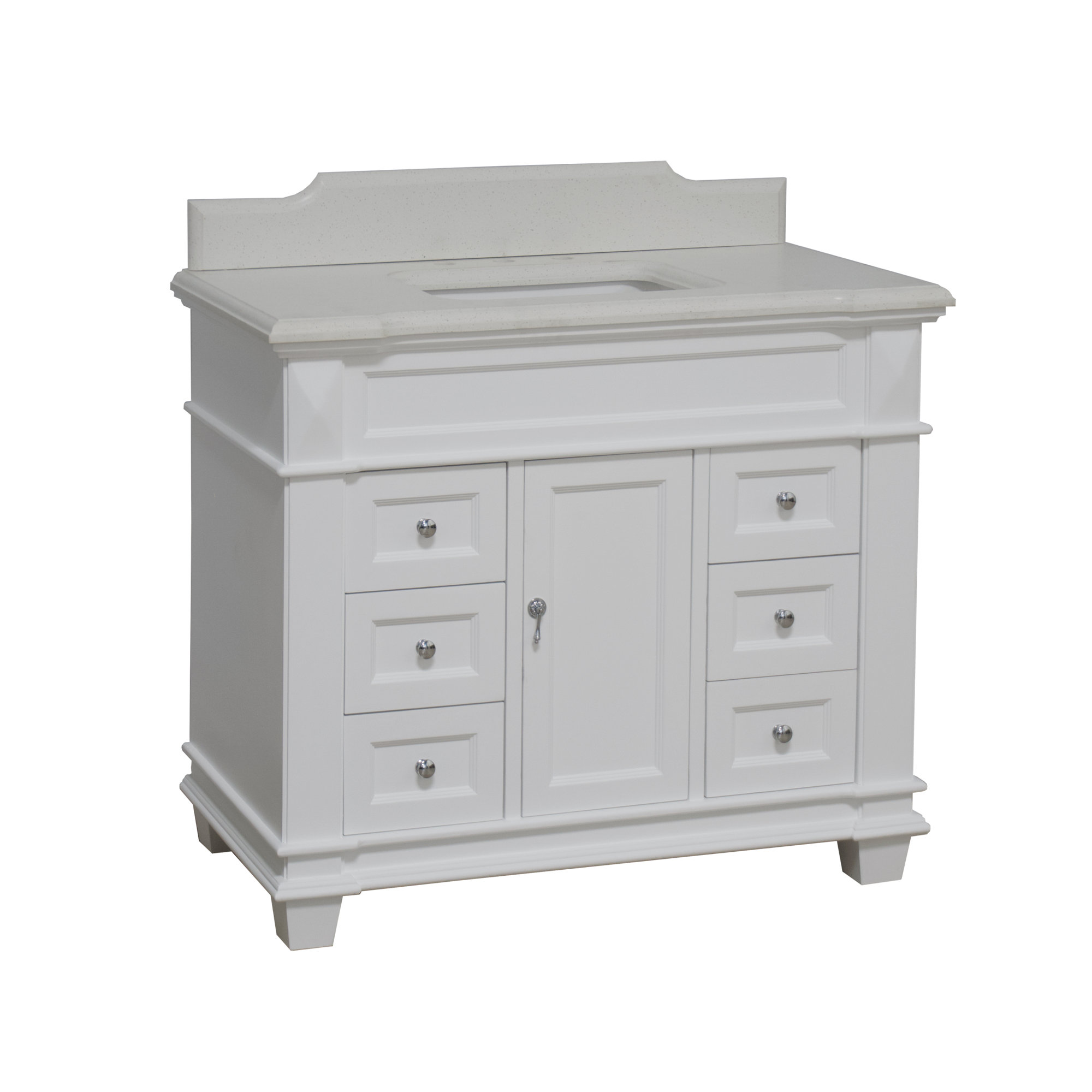 Ensa 42'' Single Bathroom Vanity, White, Quartz