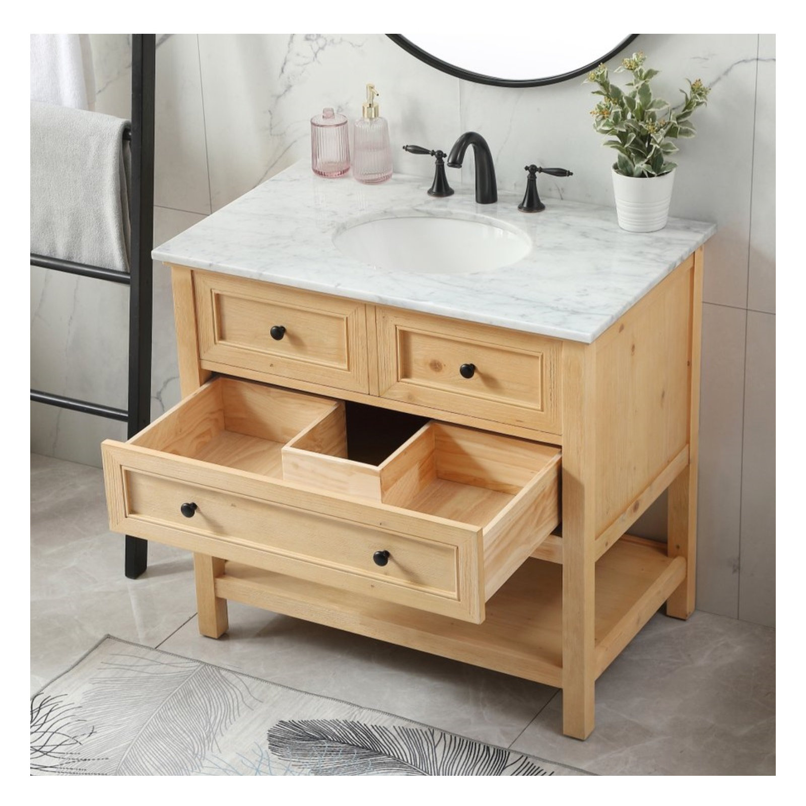 Bonsai 36" Single Sink Bathroom Vanity , Natural