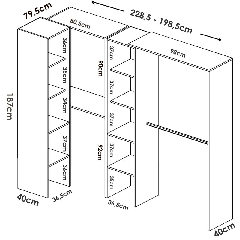 Muaadh 228cm Closet System