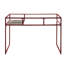 Bureau d'écriture rectangulaire rouge avec plateau en verre de 5 mm et plateau de rangement en métal
