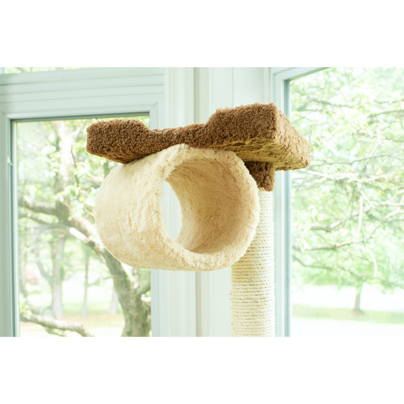 Tan Freestanding Cat Tree with Sisal Scratch Posts and Hammock