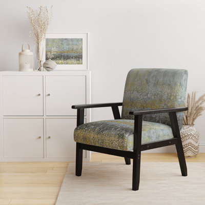 'Ikuko - Glam Rain Abstract III - Upholstered Modern Accent Arm Chair