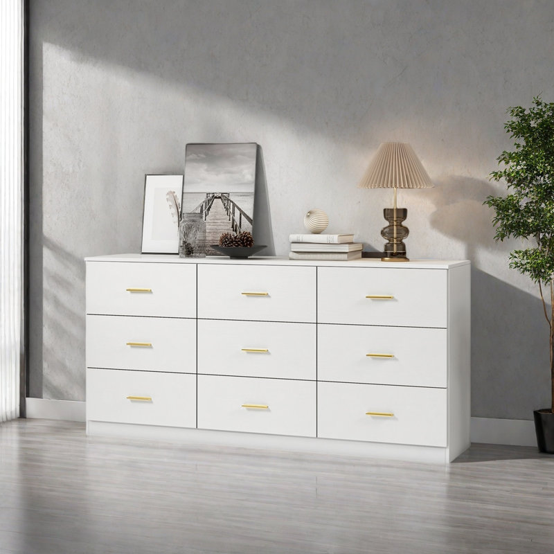 Commode moderne à 9 tiroirs pour la chambre à coucher - Vaste commode avec rangement, robuste et sécuritaire